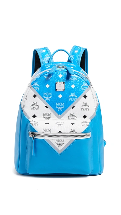 Mcm Stark Medium Move Colour-block Backpack In Blue/white
