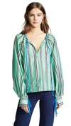 ANNA OCTOBER STRIPED TIE NECK BLOUSE