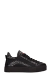 DSQUARED2 BLACK LEATHER AND GLITTER 551 SNEAKERS,10782085