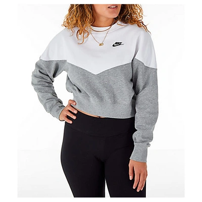 Nike Plus Size Sportswear Heritage Cropped Fleece Sweatshirt In Grey