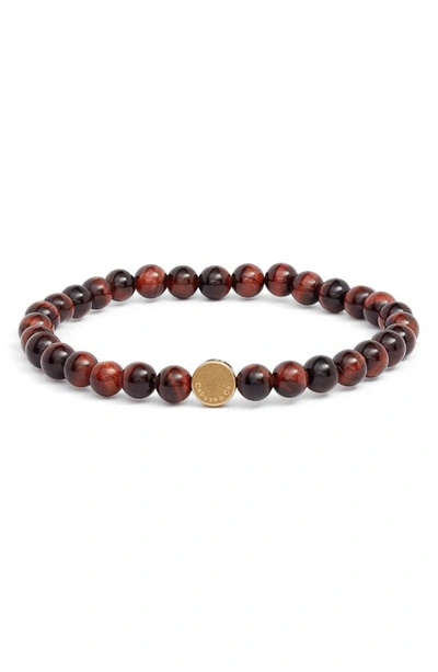 Caputo & Co Stone Bead Bracelet In Red Tiger Eye