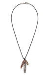 John Varvatos Collection Sterling Silver, Bronze & Brass Artisan Metals Feather Cluster Necklace, 24 In Metallic Gold