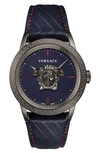 VERSACE PALAZZO EMPIRE LEATHER STRAP WATCH, 34MM,VERD00118