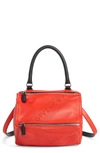 GIVENCHY SMALL PANDORA PERFORATED LOGO LEATHER SATCHEL - RED,BB500AB0CM