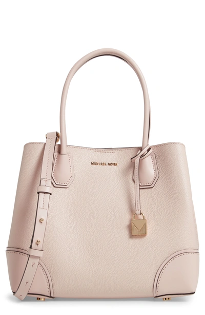 Michael Michael Kors Mercer Gallery Medium Leather Snap-top Tote Bag In Soft Pink