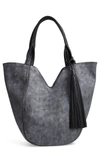 SONDRA ROBERTS STUDDED FAUX LEATHER SHOPPER - GREY,SRB2-4036