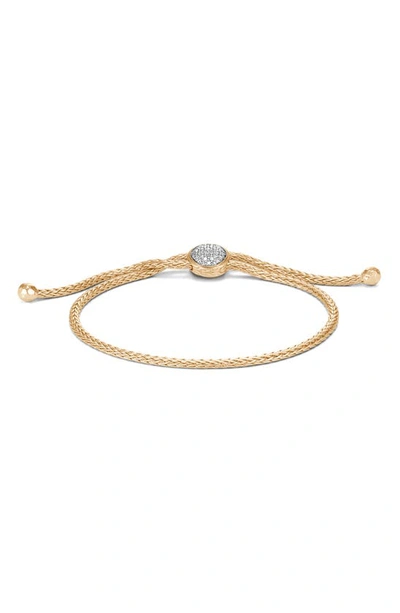 John Hardy Women's Classic Chain 18k Yellow Gold & Diamond Pave Chain Pull-through Bracelet In White Diamond