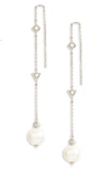 ANZIE CLEO PEARL CHAIN THREADER EARRINGS,4041SWPQ