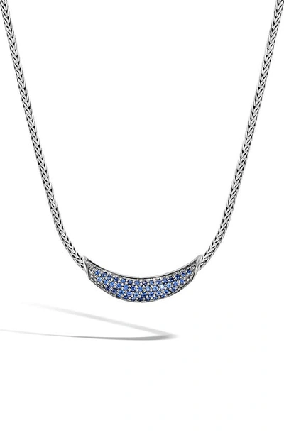 John Hardy Sterling Silver Gold Classic Blue Sapphire Arc Adjustable Necklace, 18 In Blue/silver