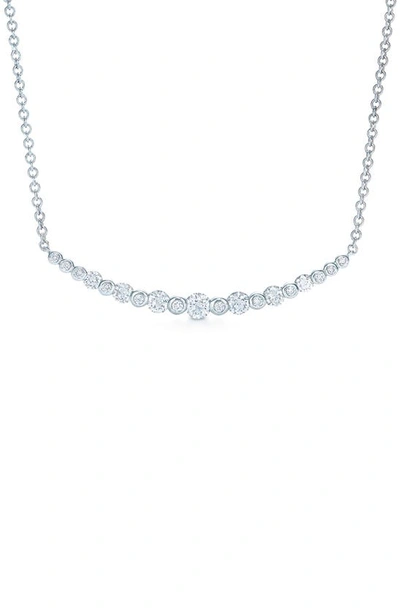 Kwiat Starry Night Curved Bar Diamond Necklace In White Gold