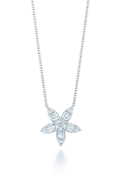 Kwiat Sunburst Flower Diamond Pendant Necklace In White Gold