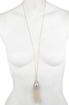 ALEXIS BITTAR RETRO GOLD COLLECTION CRYSTAL CAPPED TASSEL PENDANT NECKLACE,AB84N018019