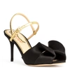 CHARLOTTE OLYMPIA BLACK SATIN SANDALS,CO14112S