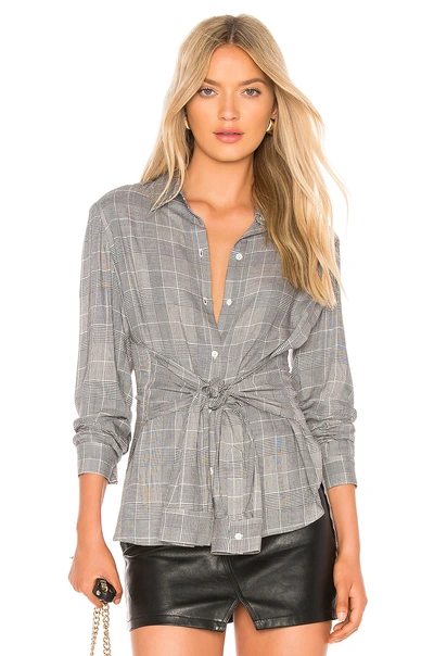 Bailey44 Hold Me Tight Houndstooth Check Tie Front Shirt In Plaid