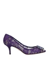 Dolce & Gabbana Dolce  Gabbana Taormina Lace Embellished Pumps In Purple