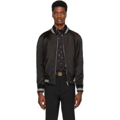 Givenchy Embroidered Reversible Satin-twill Bomber Jacket In 001 Black