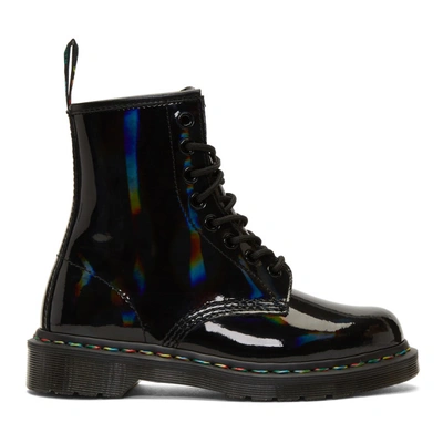 Dr. Martens' 1460 Rainbow Patent Boot In Black