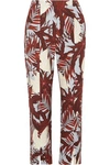 ERDEM ERDEM WOMAN SYRAH CROPPED PRINTED COTTON-CANVAS STRAIGHT-LEG PANTS BRICK,3074457345619776274