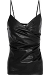 BAILEY44 SPECTRALS WRAP-EFFECT FAUX LEATHER AND JERSEY CAMISOLE,3074457345619727619