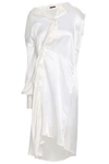 ANN DEMEULEMEESTER ANN DEMEULEMEESTER WOMAN ASYMMETRIC GATHERED SILK-SATIN SHIRT DRESS OFF-WHITE,3074457345619824231