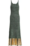 JW ANDERSON J.W.ANDERSON WOMAN COATED KNITTED MAXI DRESS LEAF GREEN,3074457345619733276