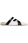 JW ANDERSON J.W.ANDERSON WOMAN TWO-TONE LEATHER SLIPPERS WHITE,3074457345619759310