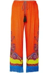 ETRO FRINGE-TRIMMED PRINTED STRETCH-KNIT WIDE-LEG trousers,3074457345619749842