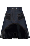 ELLERY WOMAN VONTZ VINYL-PANELED DENIM MINI SKIRT DARK DENIM,AU 1392478327817