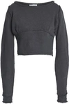 JW ANDERSON J.W.ANDERSON WOMAN CROPPED FRENCH COTTON-BLEND TERRY SWEATSHIRT ANTHRACITE,3074457345619830197