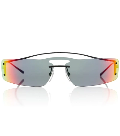 Prada Pr 61vs Runway Rainbow 90's Skinny Rectangle Sunglasses In Black