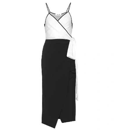 Diane Von Furstenberg Avila Colorblock V-neck Wrap Dress In Black