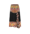 ETRO RUFFLED SILK MIDI SKIRT,P00360024