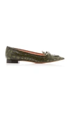 ROCHAS CROC-EFFECT GLOSSED-LEATHER FLATS,716599