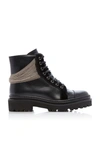 BALMAIN Muse Chained Leather Combat Boots,SN1C141LVHC