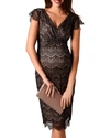 TIFFANY ROSE MATERNITY IMOGEN SURPLICE CAP-SLEEVE EYELASH LACE SHIFT DRESS,PROD217440205