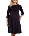 Tiffany Rose Maternity Sienna 3/4-sleeve Ponte Roma Jersey Dress In Black