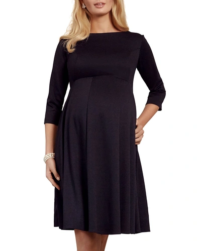 Tiffany Rose Maternity Sienna 3/4-sleeve Ponte Roma Jersey Dress In Black
