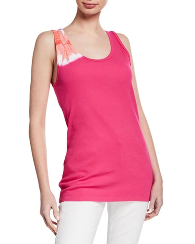 Calvin Klein Scoop-neck Sand-dollar Print Tank Top In Pink/orange