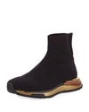 Ferragamo Gardena Stretch-knit Sneakers In Nero