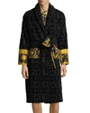 Versace Black I Heart Baroque Bath Robe In Black