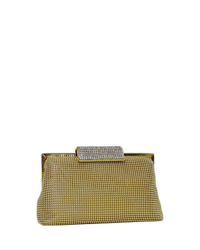 Whiting & Davis Crystal Frame Clutch - Metallic In Gold