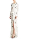 OSCAR DE LA RENTA Silk-Blend Polka-Dot Slit Gown