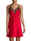 NATORI Plume Lace-Trim Satin Chemise