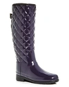 Hunter Original Refined High Gloss Quilted Waterproof Rain Boot In Aubergine