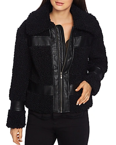1.state 1. State Faux-shearling Bomber Jacket In Rich Black
