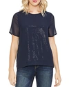 VINCE CAMUTO PETITES SEQUINED SHEER-DETAIL TEE,9168062