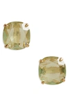 Kate Spade Mini Small Square Semiprecious Stone Stud Earrings In Green/ Gold