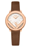 FENDI RUN AWAY LEATHER STRAP WATCH, 28MM,F710524021