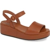 Camper Misia Platform Wedge Sandal In Medium Brown Leather