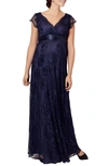 Tiffany Rose Maternity Eden Long Floral-lace Gown With Satin Sash In Arabian Nights